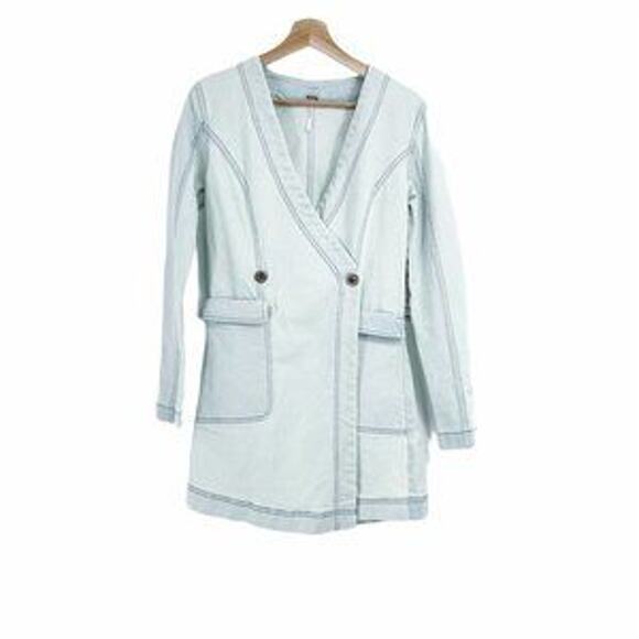 FREE PEOPLE Going Places Denim Mini Dress Size 4 - Picture 1 of 4